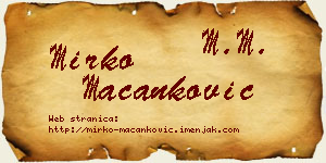 Mirko Macanković vizit kartica